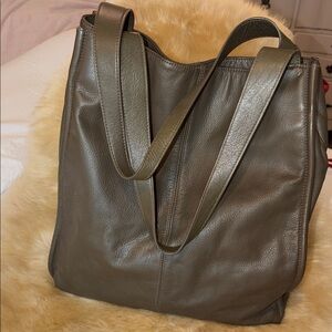 MARGOT Dark Olive Leather Tote Bag